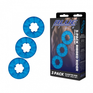 BLUE LINE 3 PACK RIBBED RIDER RING SET