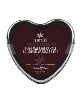 EARTHLY BODY HEMP SEED 3 IN 1 MASSAGE HEART CANDLE EROS EMBRACE