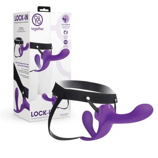 TOGETHER LOCK-IN DUAL-ENDED VIBRATING STRAP-ON AND HARNESS SET