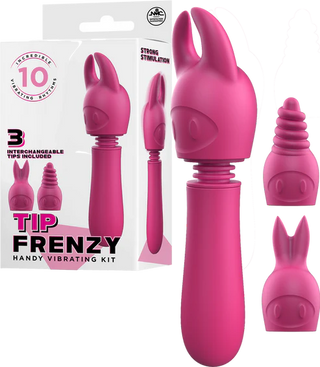 TIP FRENZY SILICONE VIBE WITH THREE INTERCHANGEABLE TIPS