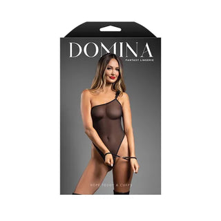 DOMINA ONE-SHOULDER ROPE TEDDY & CUFFS