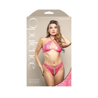 HALTER BRA & CROTCHLESS PEARL PANTY