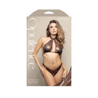 OPULENCE HALTER TOP AND CROTCHLESS PEARL PANTY