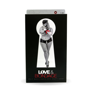 BONDAGE SET SPLIT BACK LIQUID ONYX BOOTY SHORT