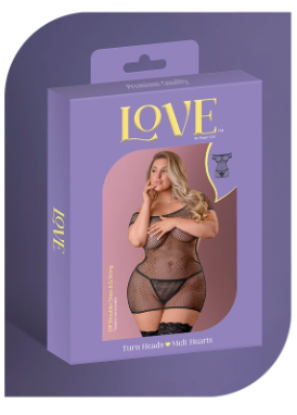 LOVE FISHNET OFF SHOULDER DRESS & G STRING
