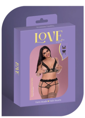LOVE LEOPARD MESH BALCONETTE BRA & GARTER PANTY
