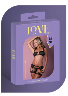 LOVE MESH BALCONETTE BRA & STIRRUP THONG SET