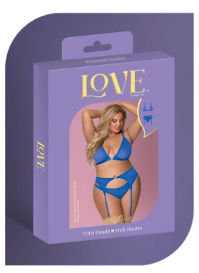 LOVE MESH BRA, GARTER, AND RUCHED PANTY