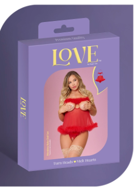 LOVE MARABOU CUPLESS BABY DOLL