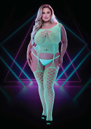 LAPDANCE GLOW IN THE DARK FISHNET KEYHOLE BODYSTOCKING