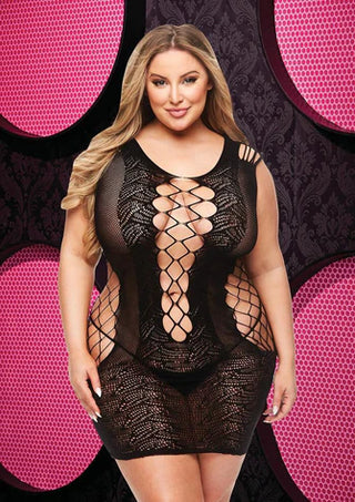 LAPDANCE LACE AND FISHNET HALTER DRESS