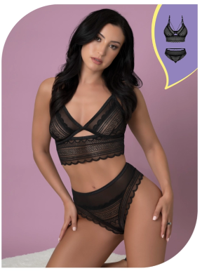 LOVE LACE BRALETTE AND CHEEKY HIPSTER