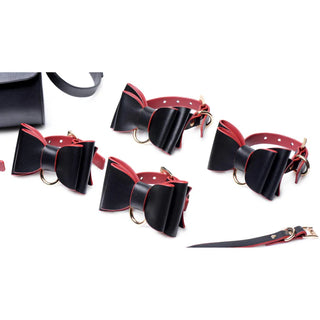 MASTER SERIES TO GO BLACK AND RED BOW BONDAGE SET WITH CARRY CASE