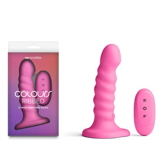 COLOURS RIBBED VIBRATING DILDO