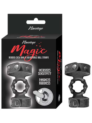 MAGIC BEADED COCK RING AND ADJUSTABLE BALL STRAP