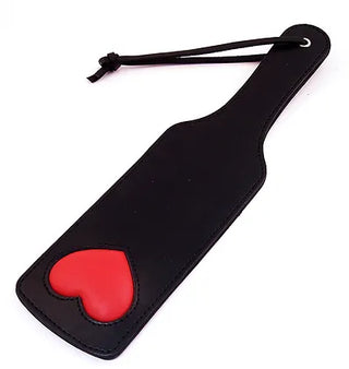 BLACK LEATHER PADDLE WITH RED HEART