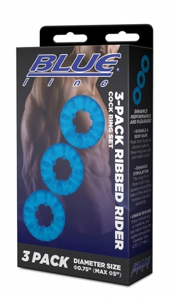 BLUE LINE 3 PACK RIBBED RIDER RING SET