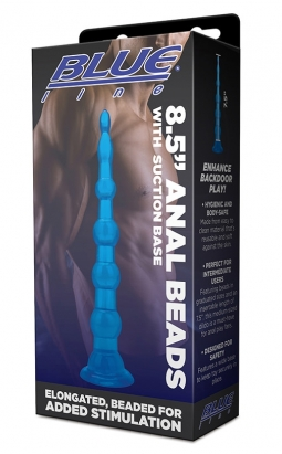 BLUE LINE ANAL BEADS WITH SUCTION BASE