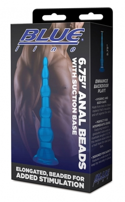 BLUE LINE ANAL BEADS WITH SUCTION BASE