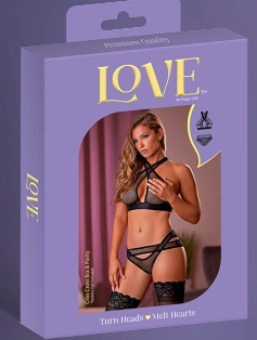 LOVE FISHNET CRISS CROSS BRA AND PANTY