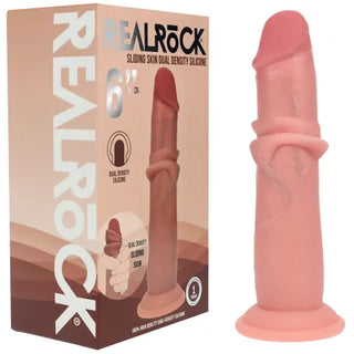 REALROCK DUAL DENSITY SLIDING SKIN SILICONE DILDO 6"
