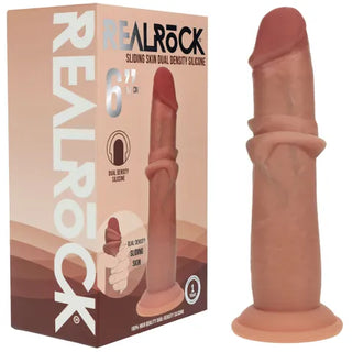 REALROCK DUAL DENSITY SLIDING SKIN SILICONE DILDO 6"