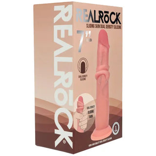 REALROCK DUAL DENSITY SLIDING SKIN SILICONE DILDO 7"