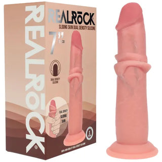REALROCK DUAL DENSITY SLIDING SKIN SILICONE DILDO 7"