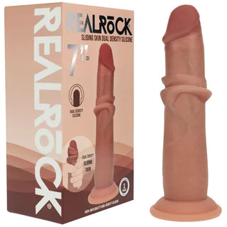 REALROCK DUAL DENSITY SLIDING SKIN SILICONE DILDO 7"
