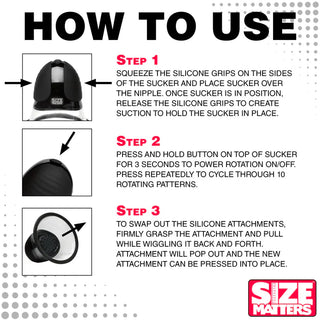 SIZE MATTERS 10X ROTATING SILICONE NIPPLE SUCKERS