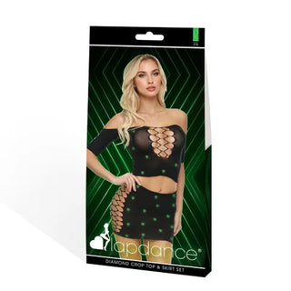 LAPDANCE DIAMOND CROP TOP AND SKIRT SET