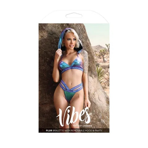 VIBES FANTASY LINGERIE PLUR BRALETTE REMOVEABLE HOOD AND PANTY