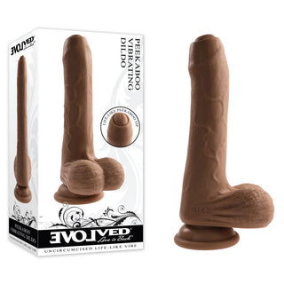 EVOLVED PEEK A BOO VIBRATING DILDO DARK