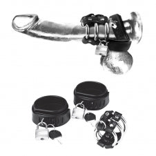 C&B GEAR - LOCKING BALL STRETCHER COCK RING & 3 RING COCK CAGE