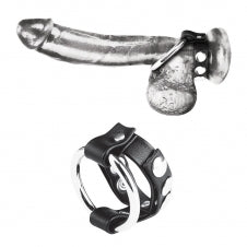 C&B GEAR METAL COCK RING WITH ADJUSTABLE SNAP BALL STRAP