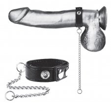 C & B GEAR - SNAP COCK RING WITH LEASH