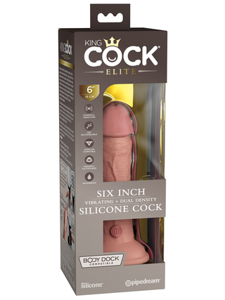 KING COCK ELITE 6 INCH VIBRATING SILICONE DUAL DENSITY COCK