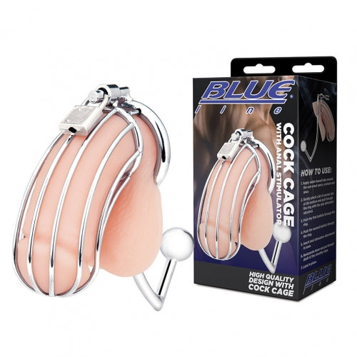 BLUELINE COCK CAGE WITH ANAL STIMULATOR