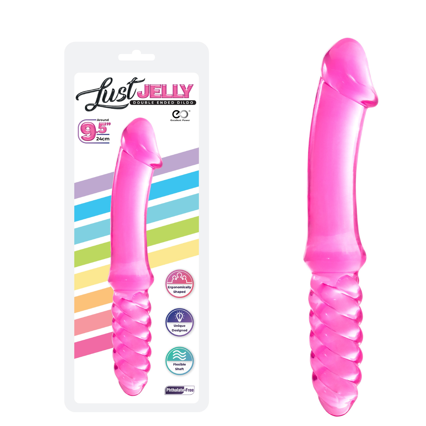 LUST JELLY 9.5 INCH DOUBLE DONG RIBBED
