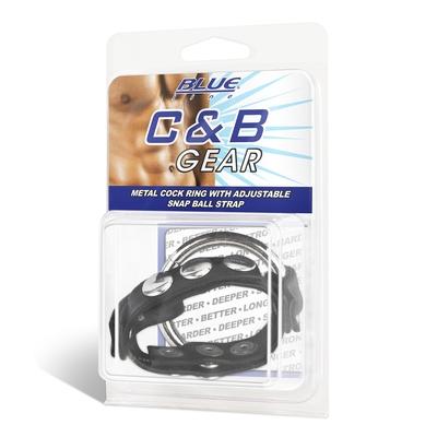 C&B GEAR - METAL COCK RING WITH ADJUSTABLE SNAP BALL STRAP