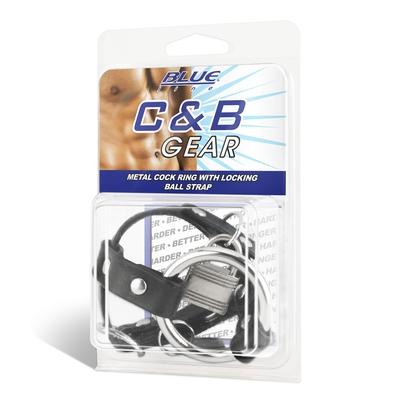 C&B GEAR - METAL COCK RING WITH LOCKING BALL STRAP