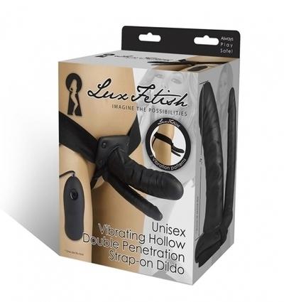 LUX FETISH VIBRATING HOLLOW DOUBLE PENETRATION STRAP-ON