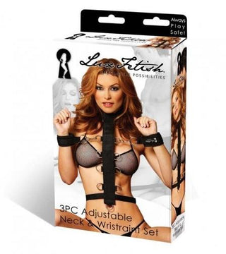 LUX FETISH 3PC ADJUSTABLE NECK & WRISTRAINT SET