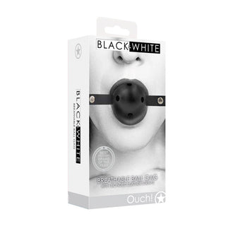 OUCH BLACK AND WHITE BREATHABLE BALL GAG