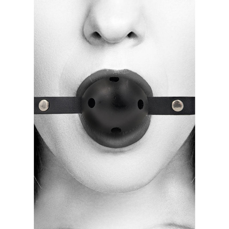 OUCH BLACK AND WHITE BREATHABLE BALL GAG