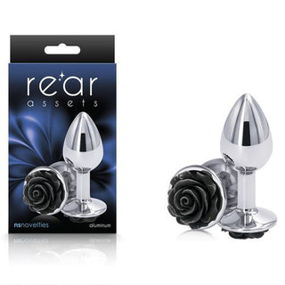 REAR ASSETS SILVER BUTT PLUG WITH ROSE