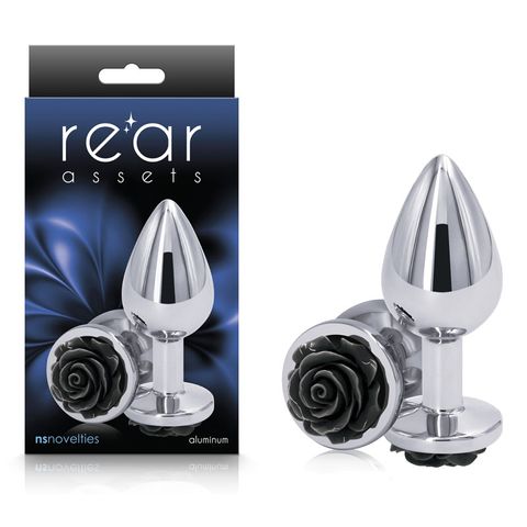 REAR ASSETS SILVER BUTT PLUG WITH ROSE