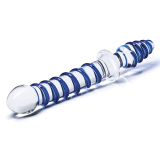 GLAS MR SWIRLY DOUBLE ENDED GLASS DILDO AND BUTT PLUG