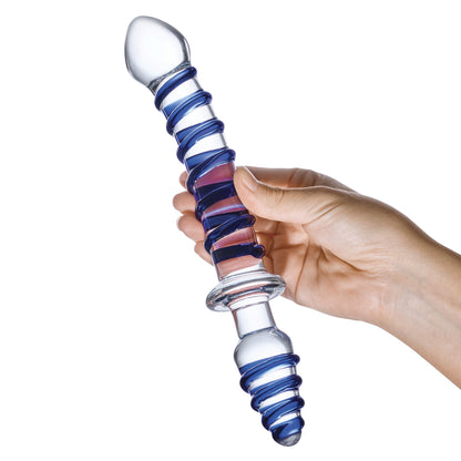 GLAS MR SWIRLY DOUBLE ENDED GLASS DILDO AND BUTT PLUG