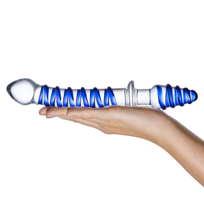 GLAS MR SWIRLY DOUBLE ENDED GLASS DILDO AND BUTT PLUG